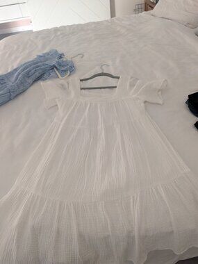 White Tired Square-Neck Sundress/Mini Dress by Rails Size small